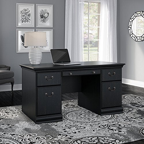 Bush Furniture Birmingham 60W Executive Desk in Antique Black