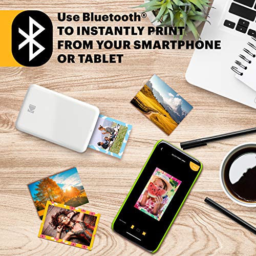 Kodak 2"x3" Premium Zink Photo Paper (100 Sheets) & Step Wireless Mobile Photo Mini Printer (White) Compatible w/ iOS & Android, NFC & Bluetooth Devices