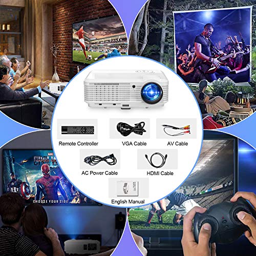 LED Bluetooth Wireless HD Projector with WiFi HDMI USB ZOOM Support 1080P Airplay, Smart Android LCD WXGA Home Cinema Outdoor Movie Game Party TV Video Projectors for Laptop PC Tablet Phone DVD PS4