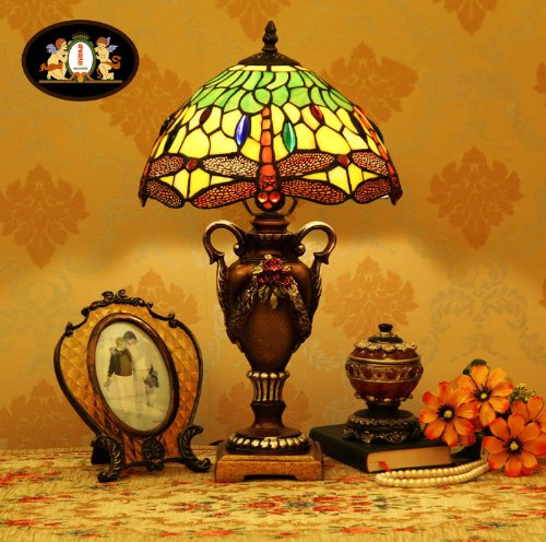 Tiffany Europaische retro style hand-painted stained glass table lamp