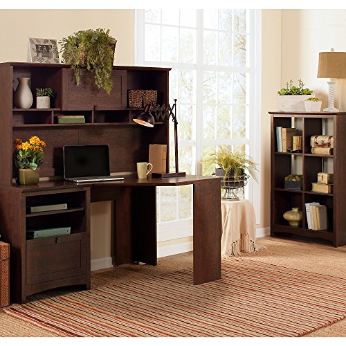 Bush Furniture BUV008MSC Buena Vista Corner Desk with Hutch, Madison Cherry