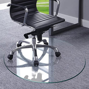 Fab Glass and Mirror Glass Chair Mat 39" | Round Flat Edge 1/4" Thick Clear Tempered Heavy Duty Mat for Office or Home
