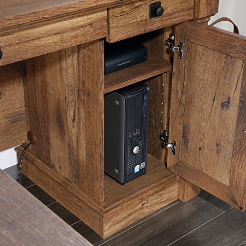 Sauder 420606 Palladia L-Shaped Desk, L: 68.74" x W: 65.12" x H: 29.61", Vintage Oak finish