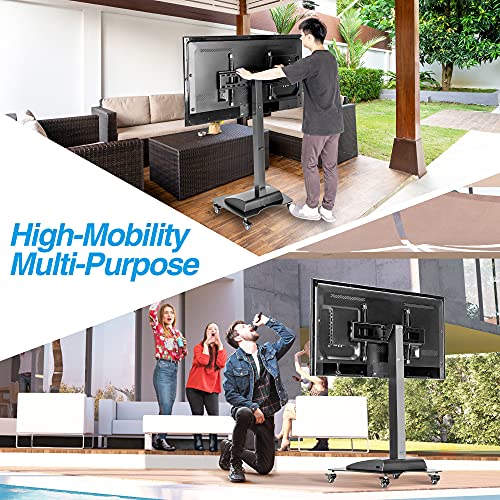 AVLT Motorized & Mobile 2-in-1 TV Lift Cart for 37-75 inch Screens - Remote Controlled, Height Adjustable Stand