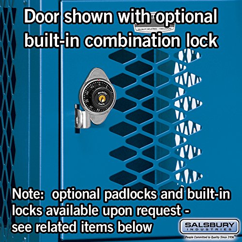 Salsbury Industries Assembled 6-Tier Box Style Vented Metal Locker with One Wide Storage Unit, 6-Feet High by 18-Inch Deep, Blue
