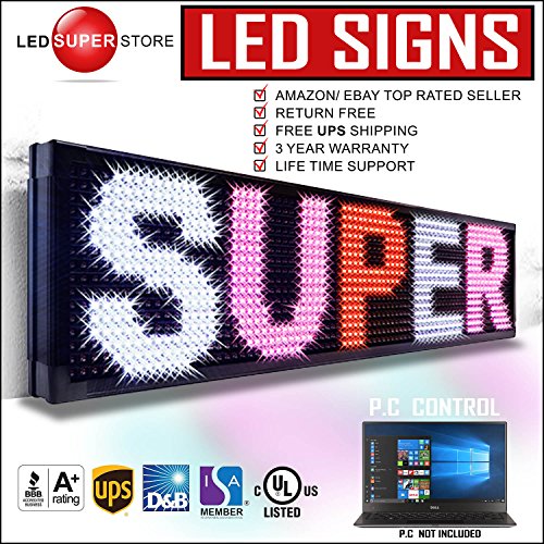 LED SUPER STORE: 3Color/RWP/P20mm/PC - 15"x53" PC Control, Outdoor Programmable Message Scrolling EMC Signs Display, Reader Board
