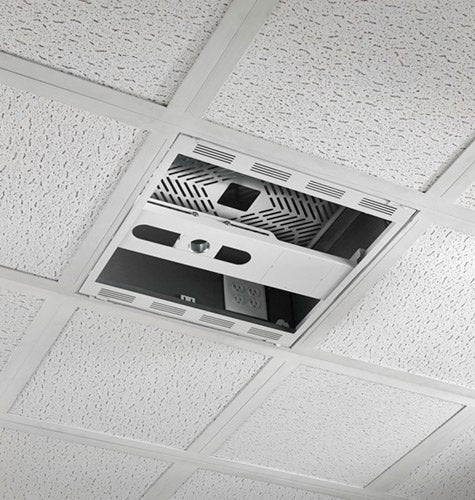 Chief Suspended Storage Box with Column Drop Ceiling Mount, 8"x25"x23.7", White