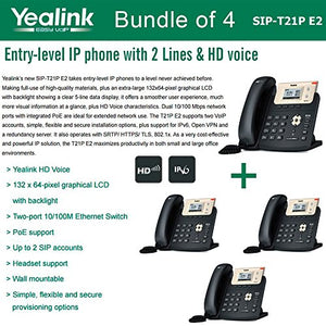 Yealink SIP-T21P E2 Bundle of 4 Entry-level IP phone 2 Lines HD voice PoE LCD