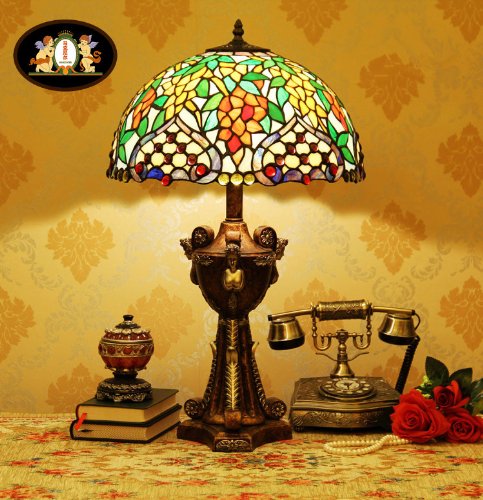 Tiffany Europaische retro style hand-painted stained glass table lamp