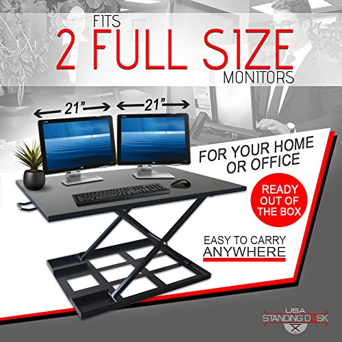 Standing Sit and Stand Up Desk - Easy Height Adjustable Table Jack Desk Converter with Huge 32" x 22" Instantly Convert any Variable Portable Computer Monitors for Work Home by Elevating in Seconds