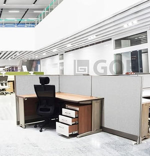 GOF Freestanding L Shaped Office Partition - Large Fabric Room Divider Panel 30" D x 48" W x 72" H