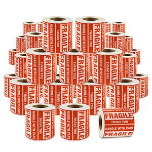 SJPACK 40000 Fragile Stickers 80 Rolls 2" x 3" Fragile - Handle with Care - Thank You Shipping Labels Stickers (500 Labels / Roll)