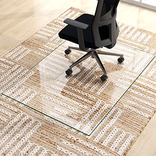 NeuType Glass Chair Mat for Carpet or Hardwood Floor - 46" x 53" x 1/4