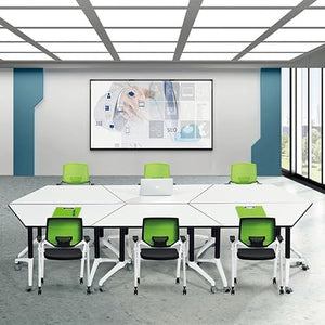 Ysjndasm Trapezoidal Conference Table 8 Pack - Modern Office Meeting Table 47.2 x 23.6 x 29.5 inch