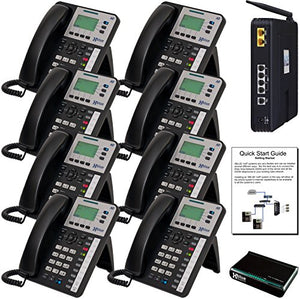 XBLUE X25 Phone System (C2508) with (8) X3030 IP Phones - Auto Attendant, Voicemail, Caller ID, Paging & Remote Phones