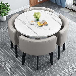 HARELA Office Reception Room Club Table and Chair Set - Round Dining Table 80cm (Light Gray)