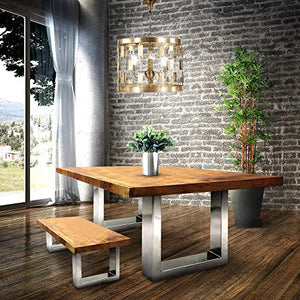 Retro Polished Nickel Dining Table Base - Modern - Base Only - Set of 2