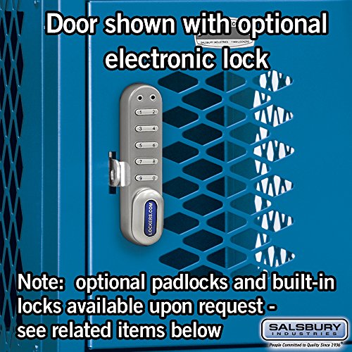 Salsbury Industries Assembled 6-Tier Box Style Vented Metal Locker with One Wide Storage Unit, 6-Feet High by 18-Inch Deep, Blue
