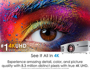 Optoma UHD60 True 4K Ultra High Definition, 3, 000 Lumens, Home Cinema Projector for Entertainment and Movies with HDMI 2.0 and HDR