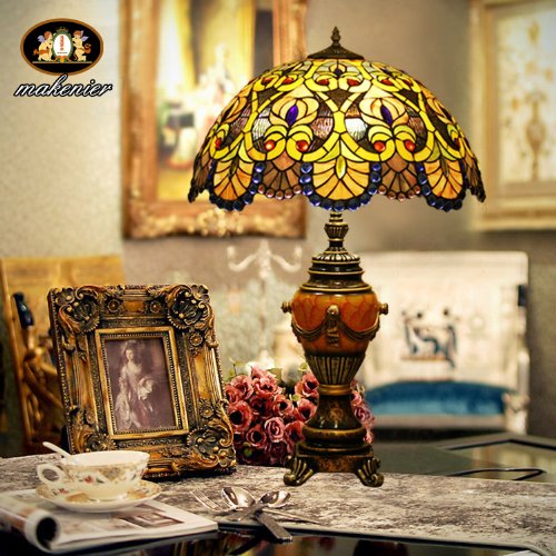 Tiffany Europaische retro style hand-painted stained glass table lamp
