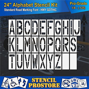 Pavement Stencils - 24 inch Alphabet KIT Stencil Set - (28 Piece) - 24" x 9" x 1/8" (128 mil) - Pro-Grade
