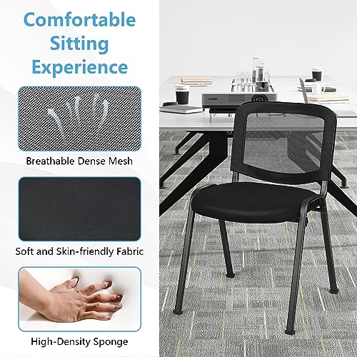 Tangkula Set of 10 Stackable Conference Chairs with Upholstered Seat and Mesh Backrest