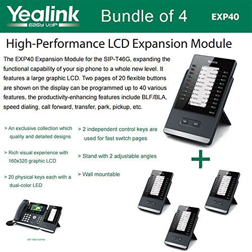 Yealink EXP40 LCD Expansion Module for SIP-T46G and SIP-T48G, Bundle os 4