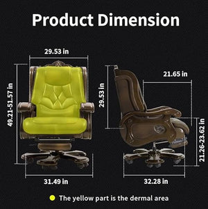 Kinnls Genuine Leather Massage Chair with Wooden Armrest