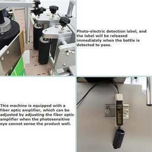 HayWHNKN Automatic Round Bottle Label Applicator with Chain Plate Conveyor & Coding Function - High Speed 110v Desktop Labeling Machine