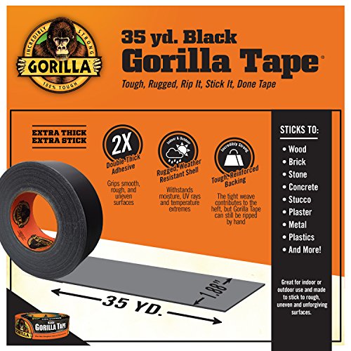 Gorilla Black Duct Tape, 1.88" x 35 yd, Black, (Bulk Pack of 18)