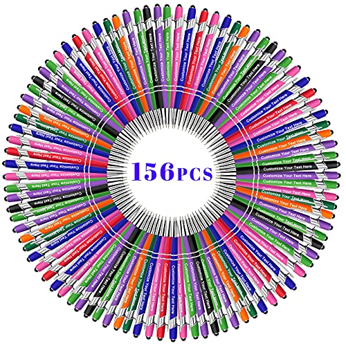 Up to 300 Pcs Custom Pens Bulk,Personalized Pens with Free Engraving,Customized Stylus Ballpoint Pens with Your Name,Text,Message for Business,Graduation,Anniversaries-Colorful Pens 156 Packs