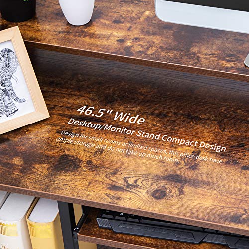TOPSKY Computer Desk with Storage Shelves/Keyboard Tray/Monitor Stand Study Table for Home Office (Industrial/Rustic Brown)