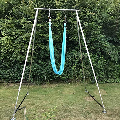 YIYIBYUS Aerial Yoga Stand 9.6 Ft Height Yoga Swing Frame Stand Outdoor Indoor 300Kg Load Bearing Metal Yoga Swing Aerial Silks Stand Yoga Frame US Stock