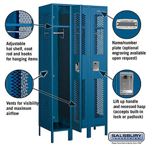Salsbury Industries 71368BL-U Single Tier 36-Inch Wide 6-Feet High 18-Inch Deep Unassembled Vented Metal Locker, Blue