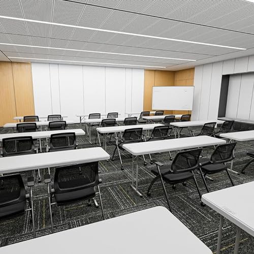 VINGLI 10 Pack Stackable Conference Room Chairs with Wheels, Folding Office Chair - Black, 350lbs Capacity
