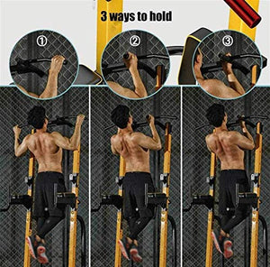 DSWHM Fitness Equipment Strength Training Weight Racks Power Tower Weight Lifting Squat Rack Dip Station Pull-Up Bar Push-Up Grips Stands Adjustable Height Home Fitness Workout Station