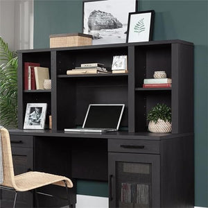 Pemberly Row Raven Oak Computer Hutch - Engineered Wood