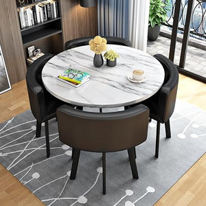 PAKMEZ Round Furniture Table and Chair Set - Black, Nordic Style