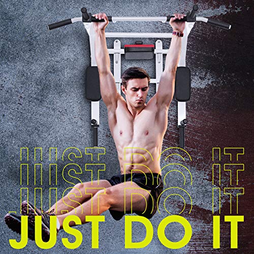 STOZM Pull Up Bar – Multi-Functional Strength Training Chin Up Bar with 3-Level Height Adjustability for Total Body Exercises (White) (BH0D)