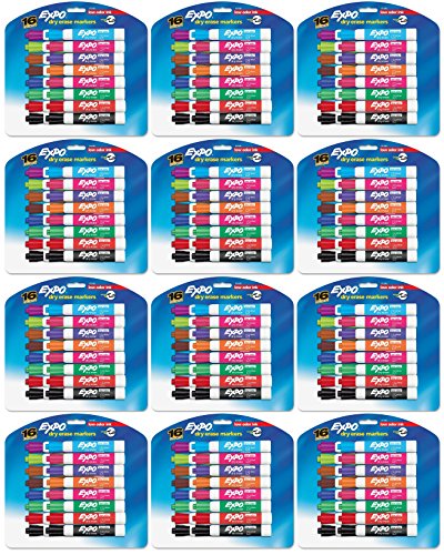 Expo 81045 Low Odor Dry Erase Markers, Assorted Colors - Ideal for Classrooms, Offices and Homes - Case of 12 Sets