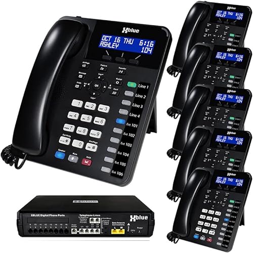 Xblue X16 Plus Small Business Phone System Bundle with (6) XD10 Digital Phones - Auto Attendant, Voicemail, Caller ID