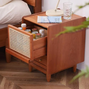 None Bedside Storage Cabinet Small Apartment Rattan Bedroom Cabinet