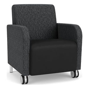 Lesro Siena Polyurethane Lounge Reception Guest Chair in Black/Steel