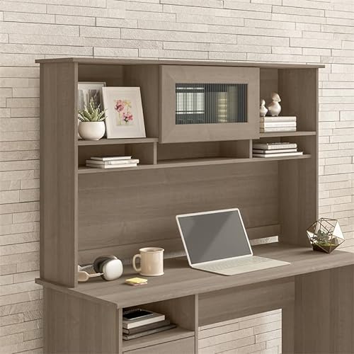 Pemberly Row Contemporary 60W Hutch in Ash Gray - Engineered Wood