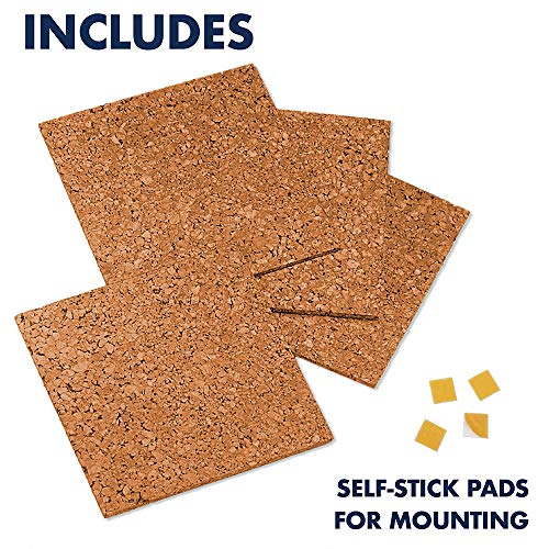 Quartet Cork Tiles, Cork Board, 12" x 12", Corkboard, Wall Bulletin Boards, Natural, 80 Pack (108)