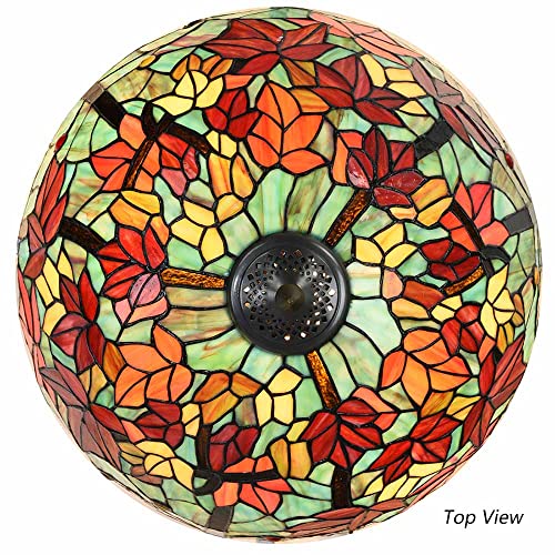 Bieye Tiffany Style Stained Glass Floor Lamp with Maple Tree Leaves Design, Owl Side Lamp, 4-Light, 65 inches Tall