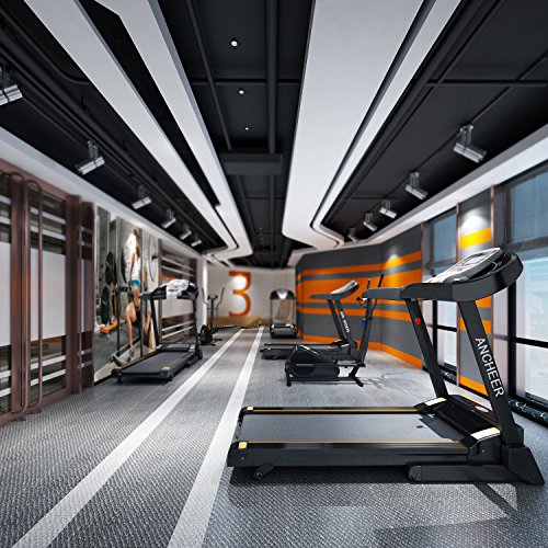ANCHEER Folding Treadmill for Home Use, 2.25HP Electric Running, Jogging & Walking Machine with Bluetooth APP & Pulse Sensor, 2-Level Incline Adjustable 12 Preset Programs Compact Foldable