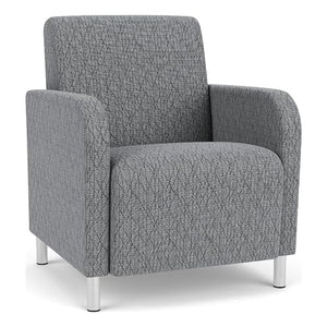 Lesro Siena Fabric Lounge Reception Guest Chair in Gray/Brushed Steel