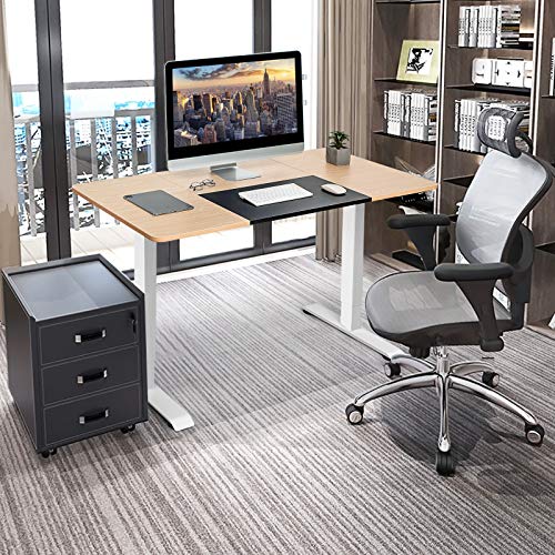 Tangkula 55 x 28 Inches Electric Standing Desk, Height Adjustable Stand Up Desk with Ergonomic Memory Controller, Dual Monitor Standing Desk for Study Room, Home, Office (Natural)