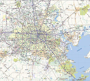 Houston Metro Area Laminated Wall map (54" x 64")